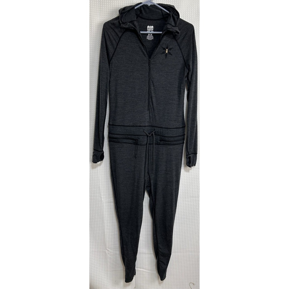 NWOT Airblaster Merino Ninja Suit Women's size M Bodysuit Heather Black Gray d - Picture 3 of 15